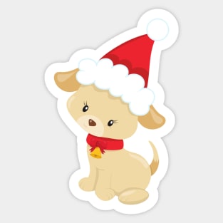 Christmas Puppy, Cute Puppy, Santa Hat, Dog, Doggo Sticker